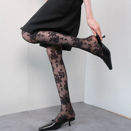 Fishnet Tights with petal pattern