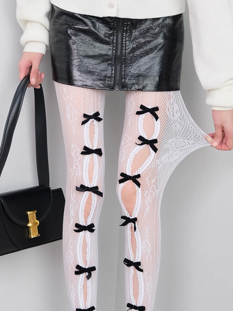 Fishnet tights with tie