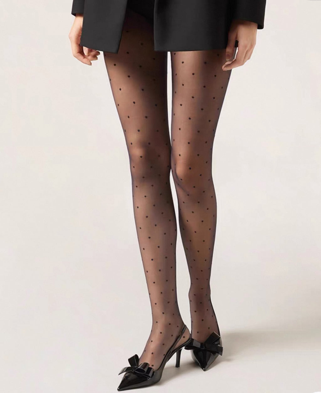 Transparent tights with polka dots