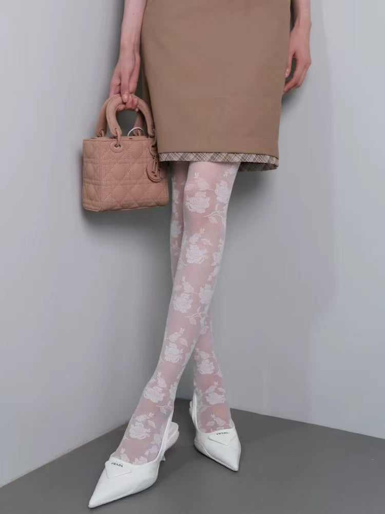Fishnet Tights with petal pattern