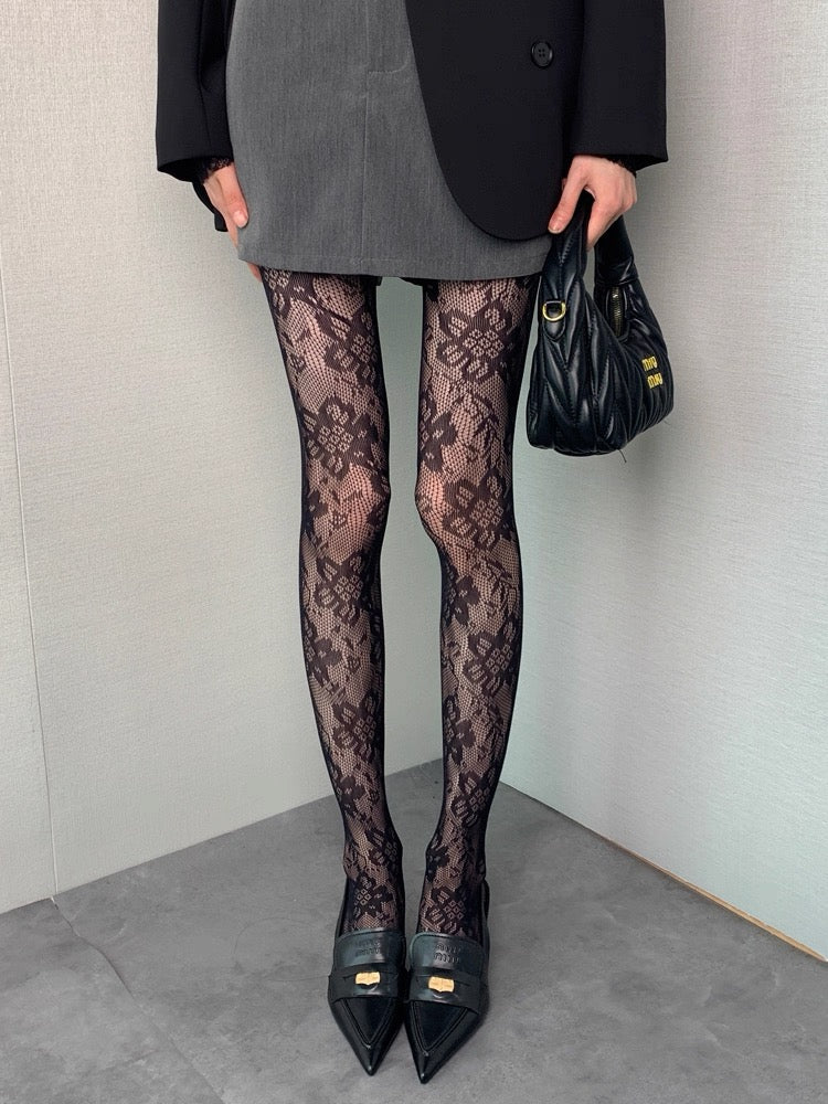 Tights with flower pattern